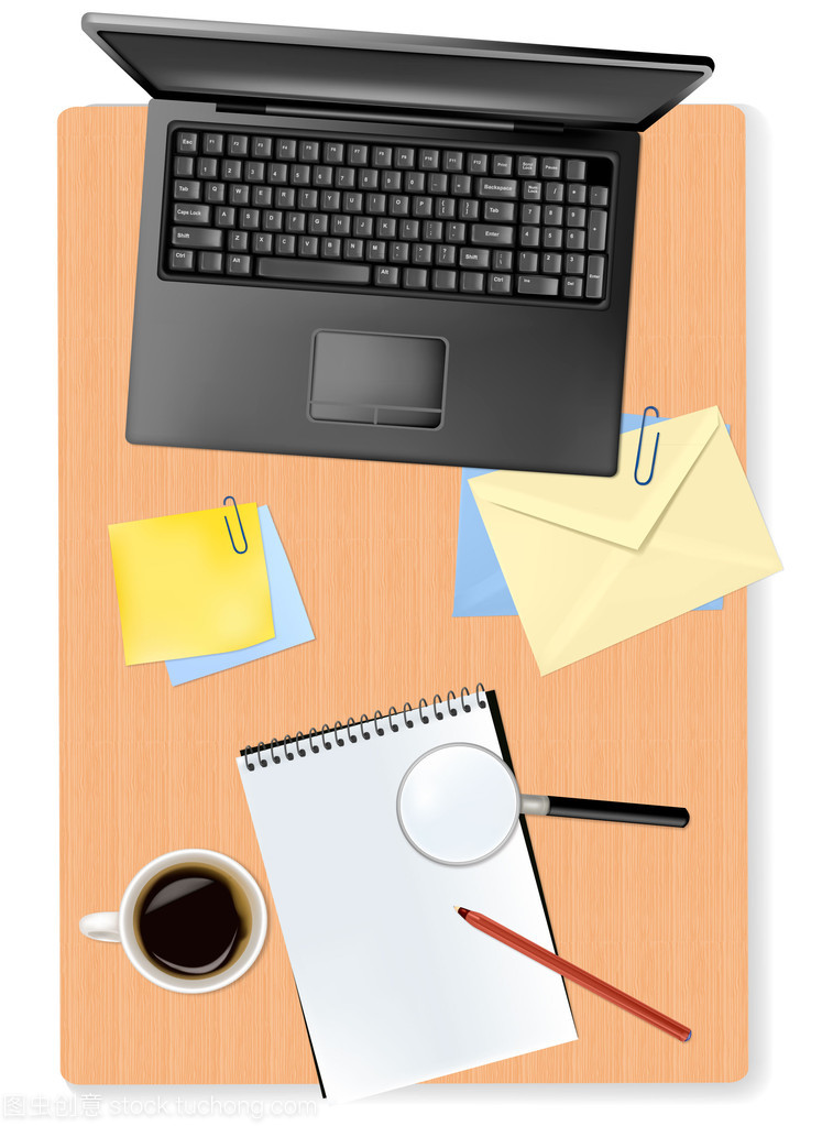 矢量風格的桌面辦公用品與嚴謹設計之美